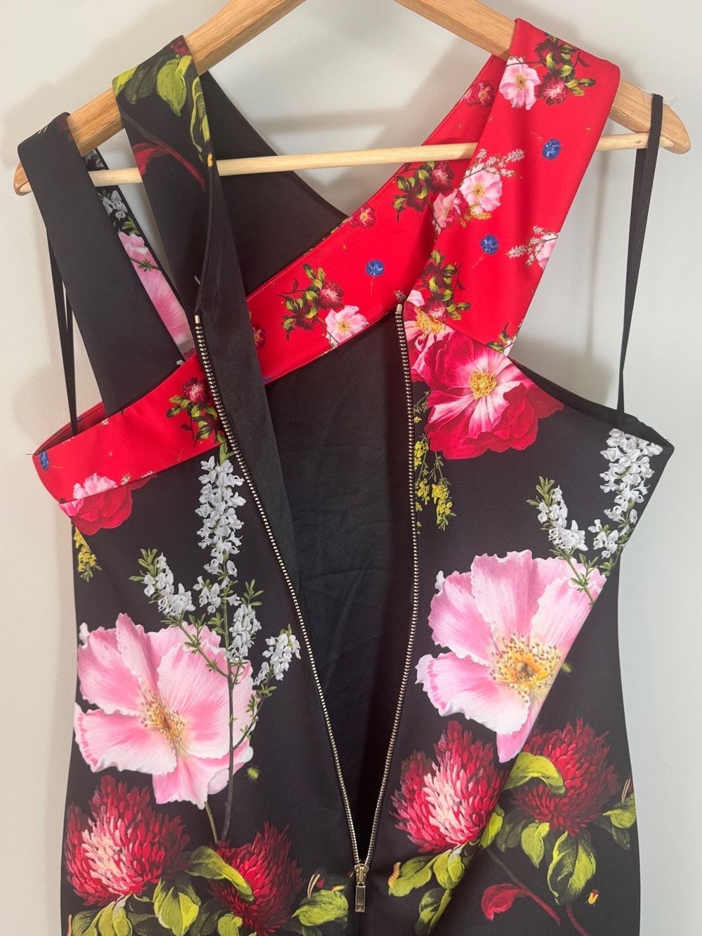 Ted Baker Polayo Berry Sundae Asymmetric Floral Sheath Dress TB 5 US 12 XL - Picture 9 of 15